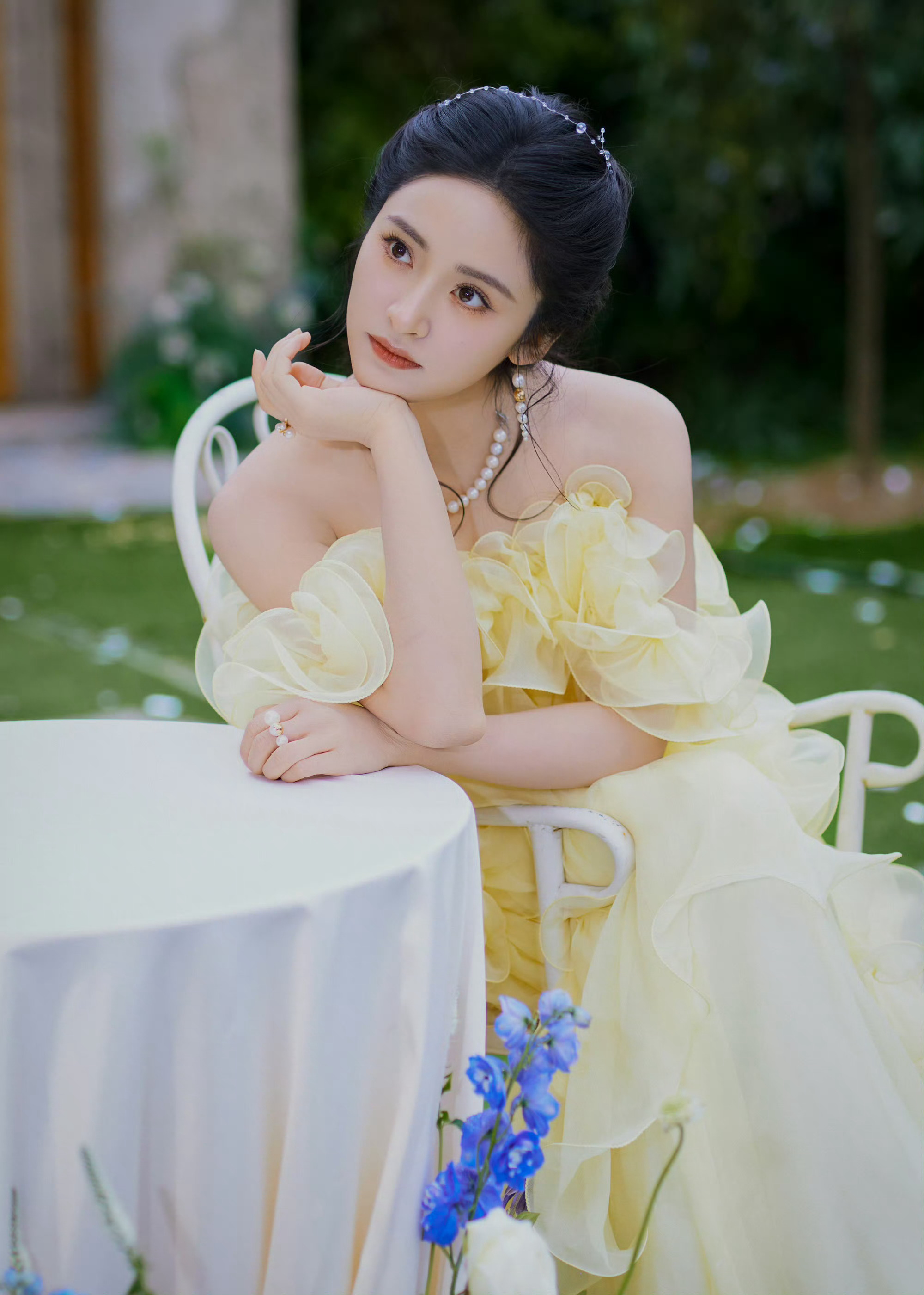 沈月奶fufu蛋糕裙沈月鹅黄三层小蛋糕 被沈月给美到了！！沈月