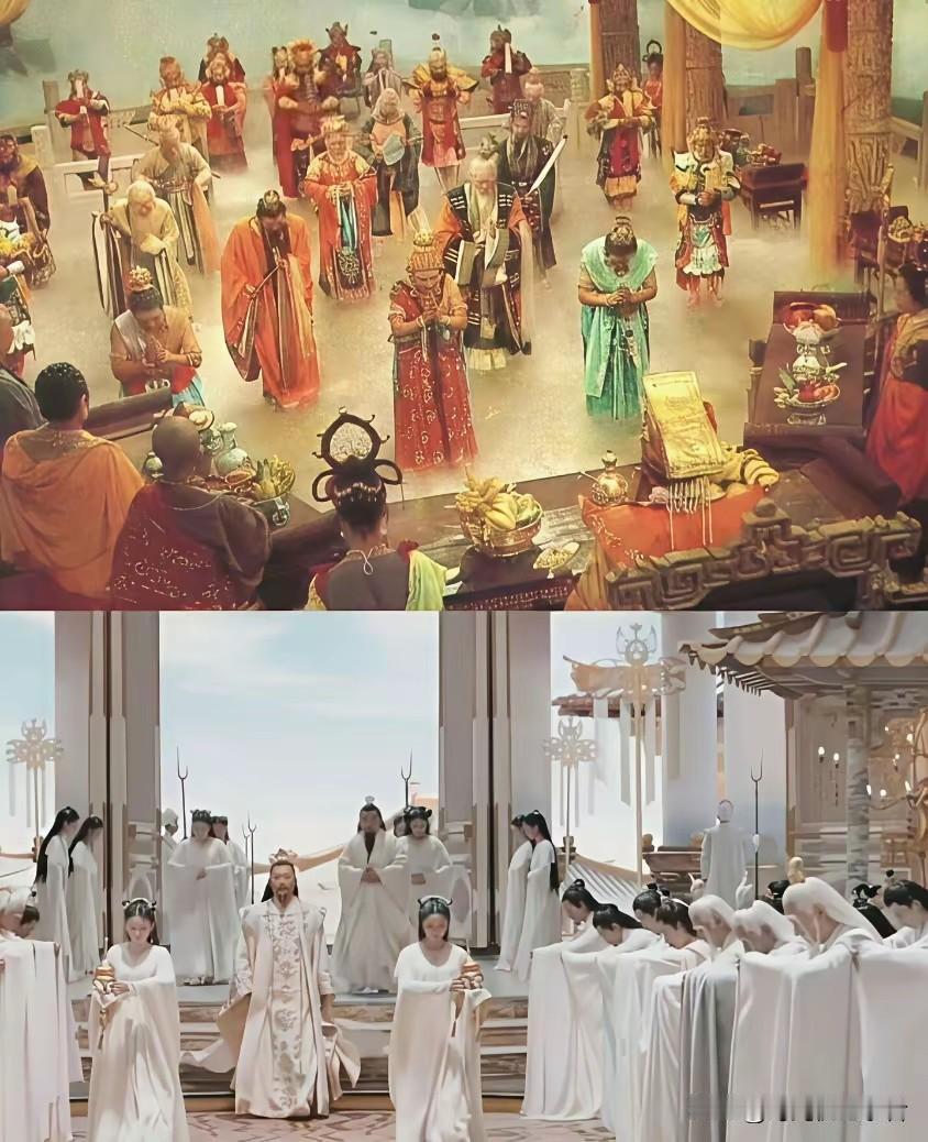 为什么现在古装剧的神仙都是一身白衣服，正派白衣服，反派黑衣服。
以前的电视剧，电