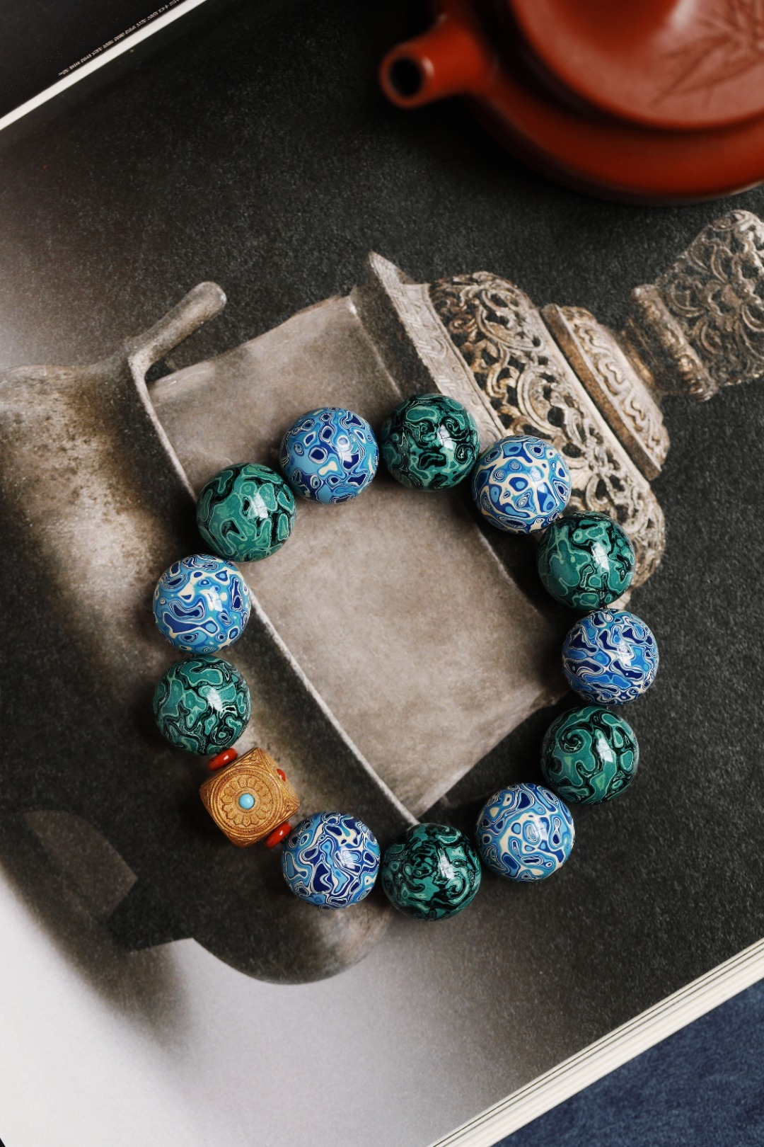 大漆 多彩【婉霜】1.8持珠传统大漆工艺，大美绚烂，纯手工十数层的反复髹漆，经久