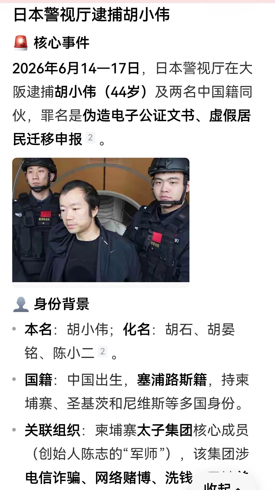 中方已关注此案，推进相关程序，其落网被视为对跨境电信诈骗网络的重大打击。