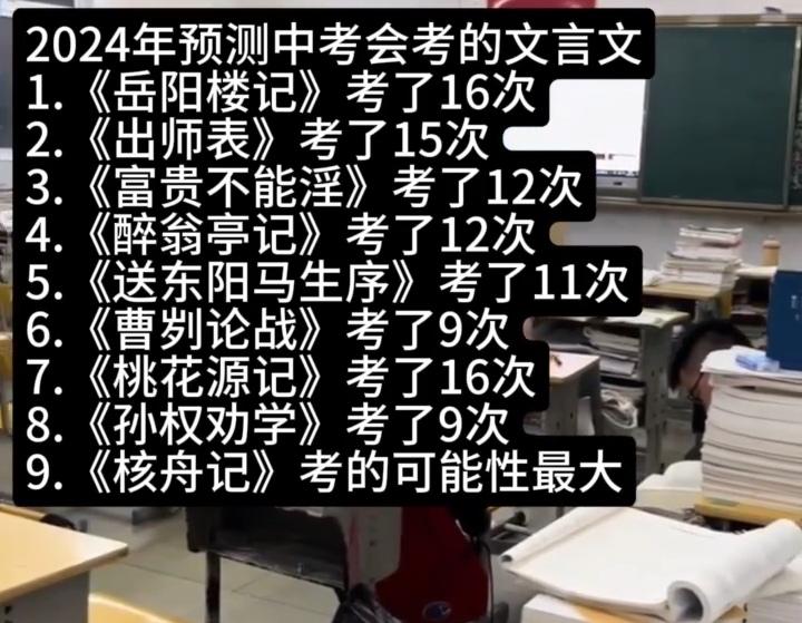 2024中考会考的文言文，咱们来预测一下