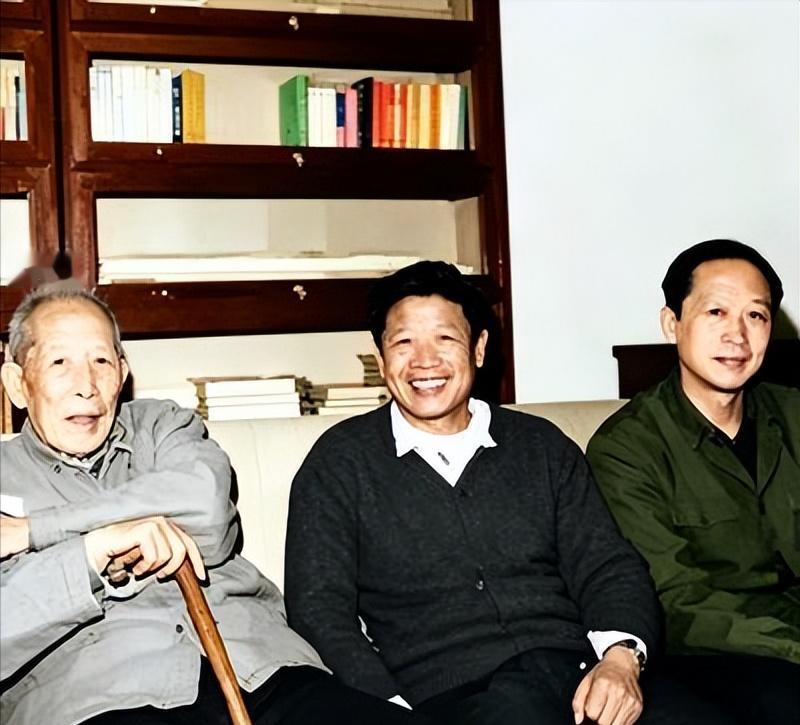 1982年，时任中顾委副主任李维汉与长子李铁映、次子李铁林在家中合影。

照片里