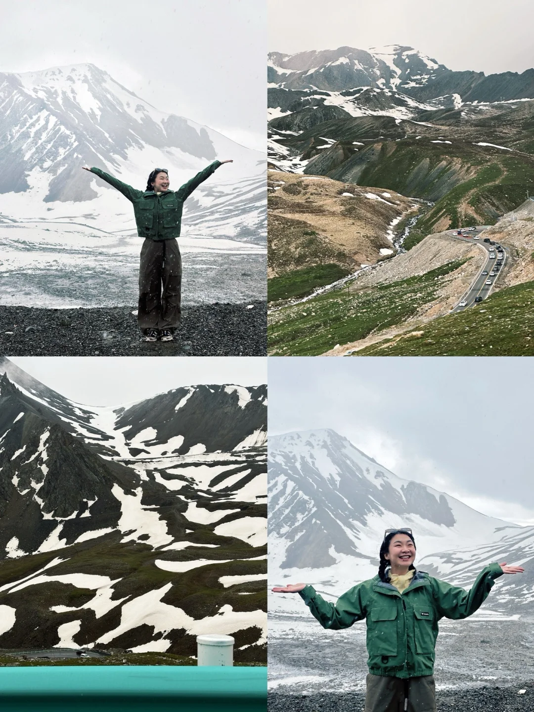 在独库公路看雪山，经历下冰雹和一年四季