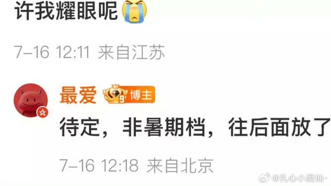 瓜主说《许我耀眼》非暑期档，往后面放了 ​​​