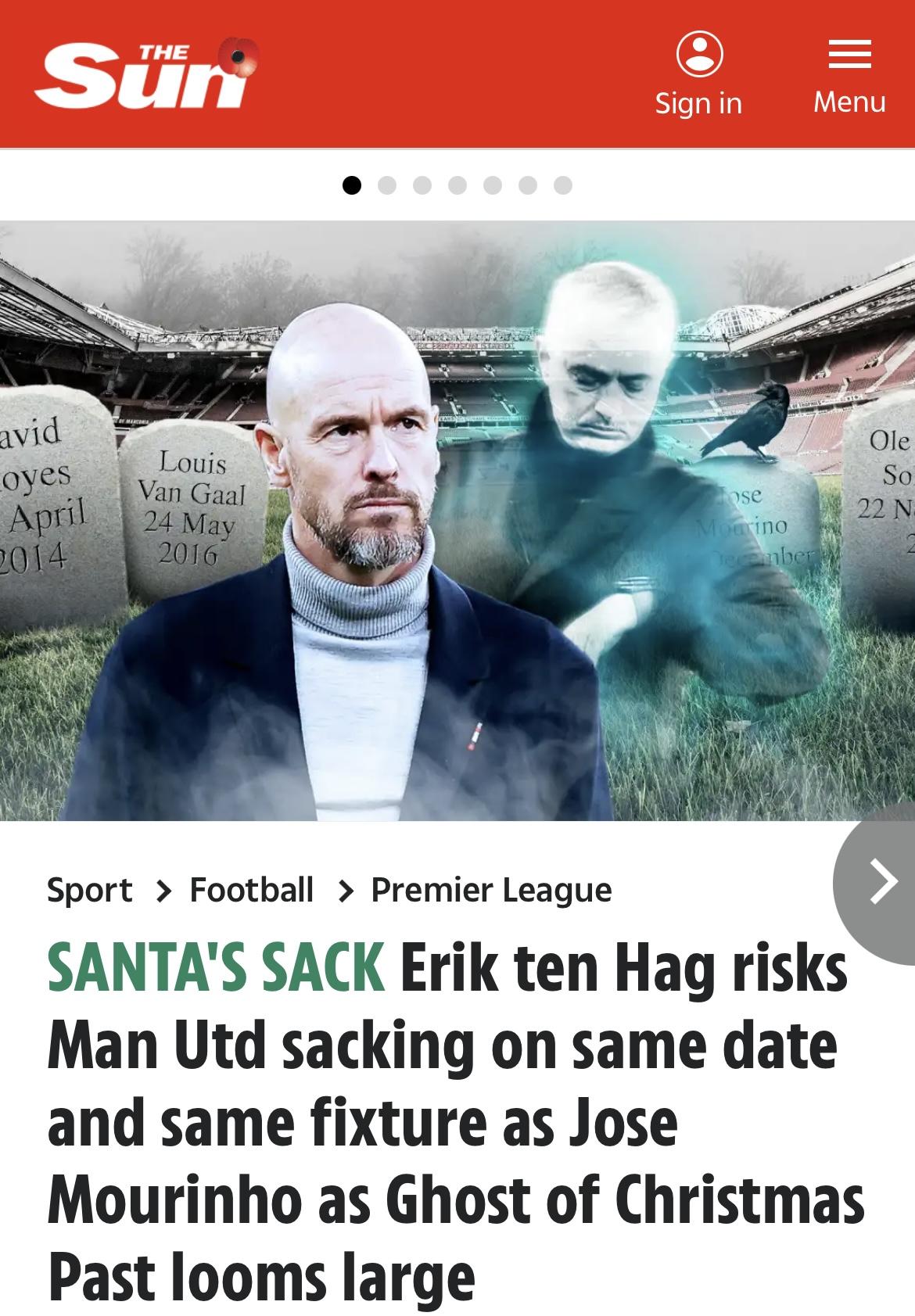 这就是缘分？滕哈赫或在圣诞前下课 和穆里尼奥下课是同一天
曼联近期表现不佳，在欧