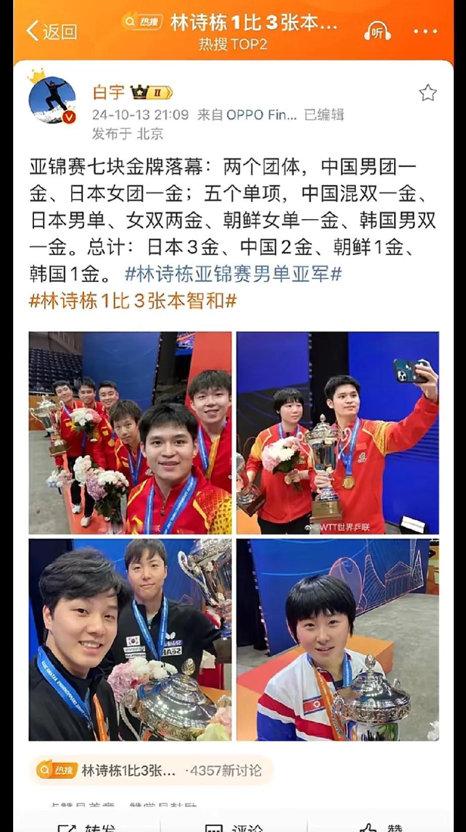 在亚洲乒乓球锦标赛的激烈角逐中，中国乒乓球队遭遇了前所未有的挑战，以两枚金牌的成