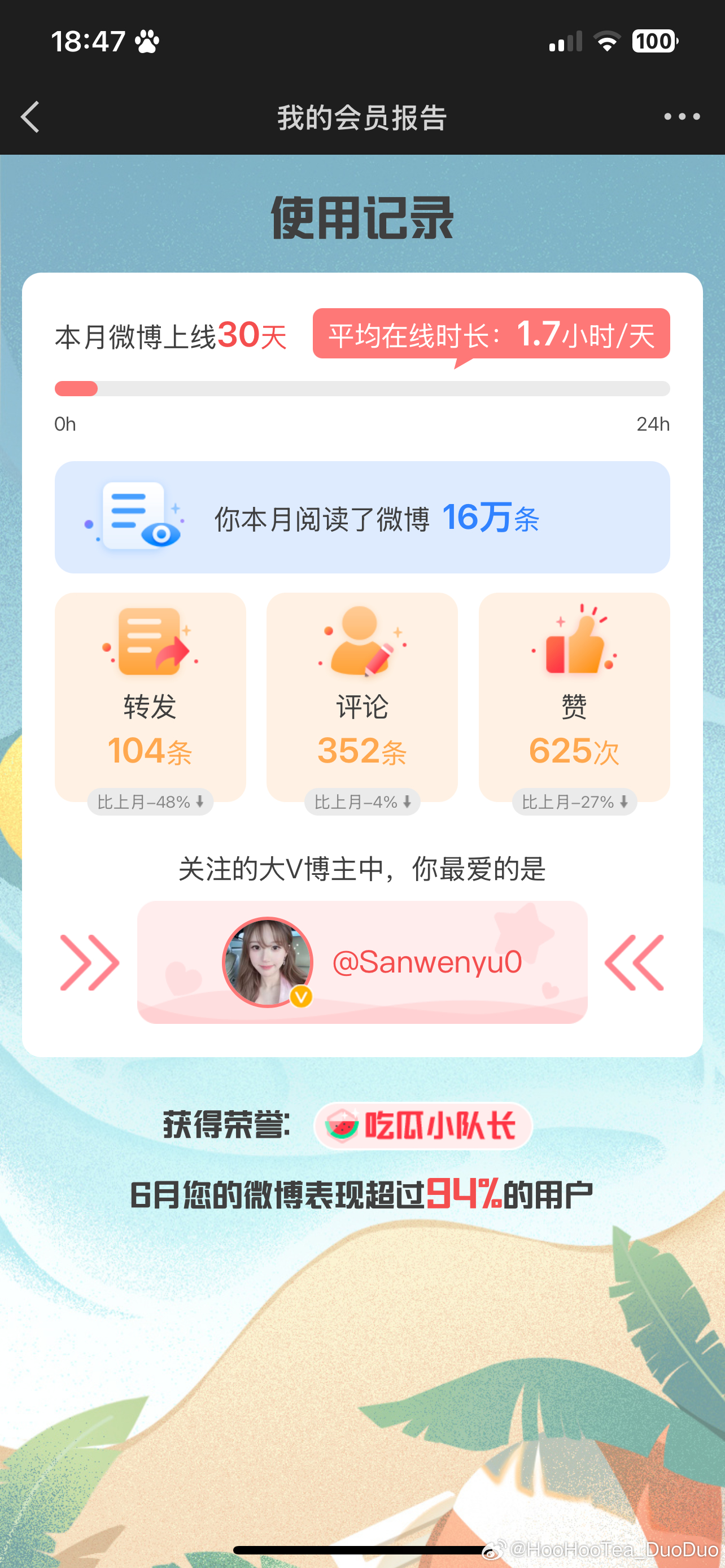 我的六月份结算完毕 