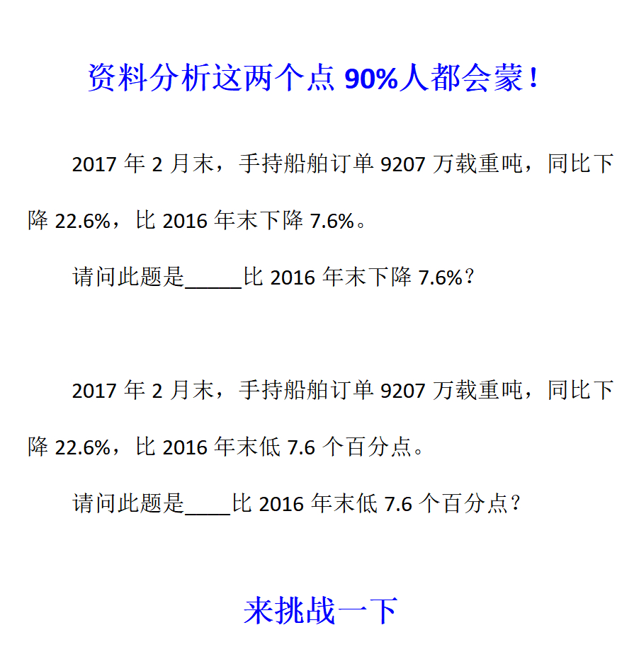 资料分析易错点，90%的人都会蒙，这两空怎么填？10秒钟填出来~决战公考公务员考