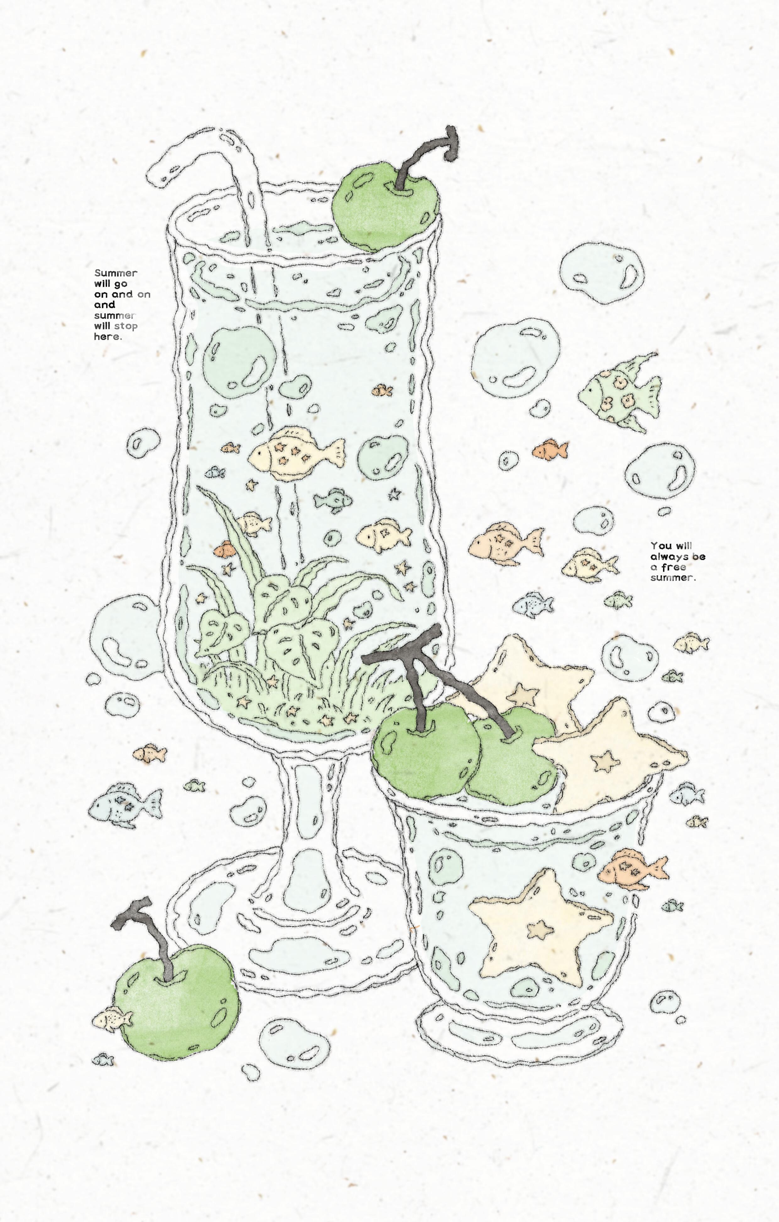 分享一组绝美插画🍃✨🍬🍹 