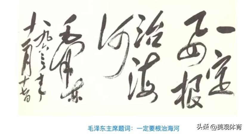 主席的草书气势浩荡，独成一派。毛书法 
毛泽东主席题词：一定要根治海河