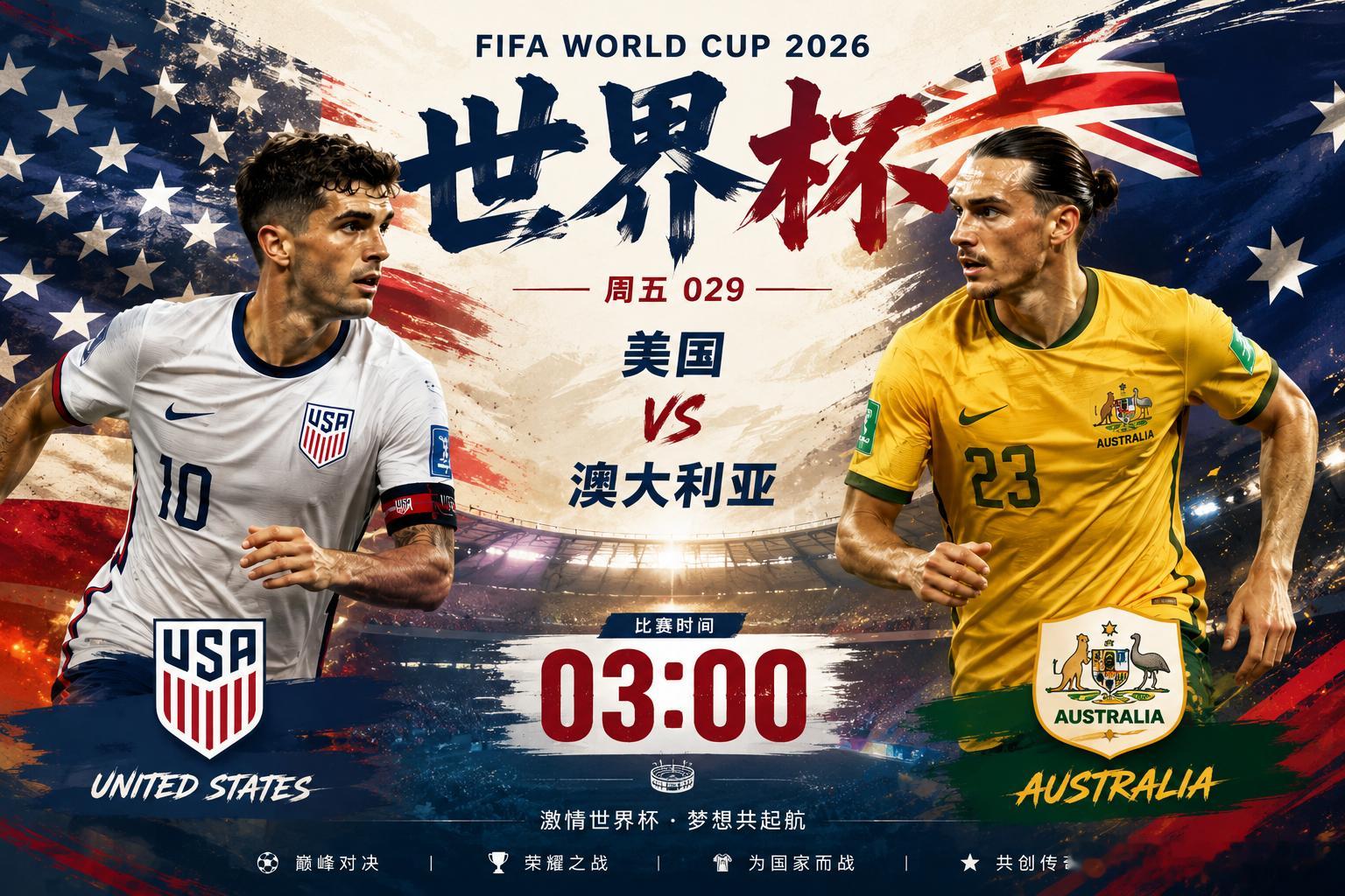 世界杯028 世界杯🏆⏰03:00美国vs澳洲开球：美国年龄：2-1 3-0 
