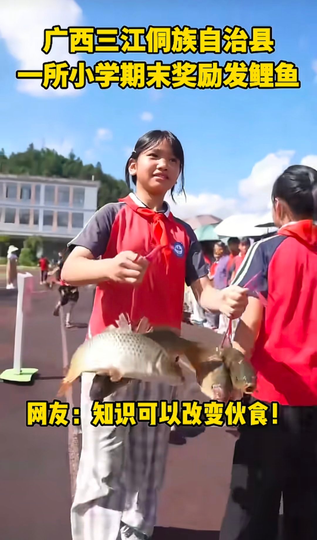广西小学生期末奖品是一条鲤鱼不得不说，广西的学校在期末奖励这块儿，确实是把“实在