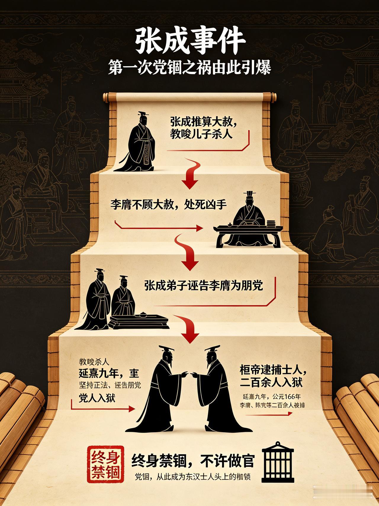 党锢之祸的导火索:       神棍为了显摆自己牛。

神棍张成:      你