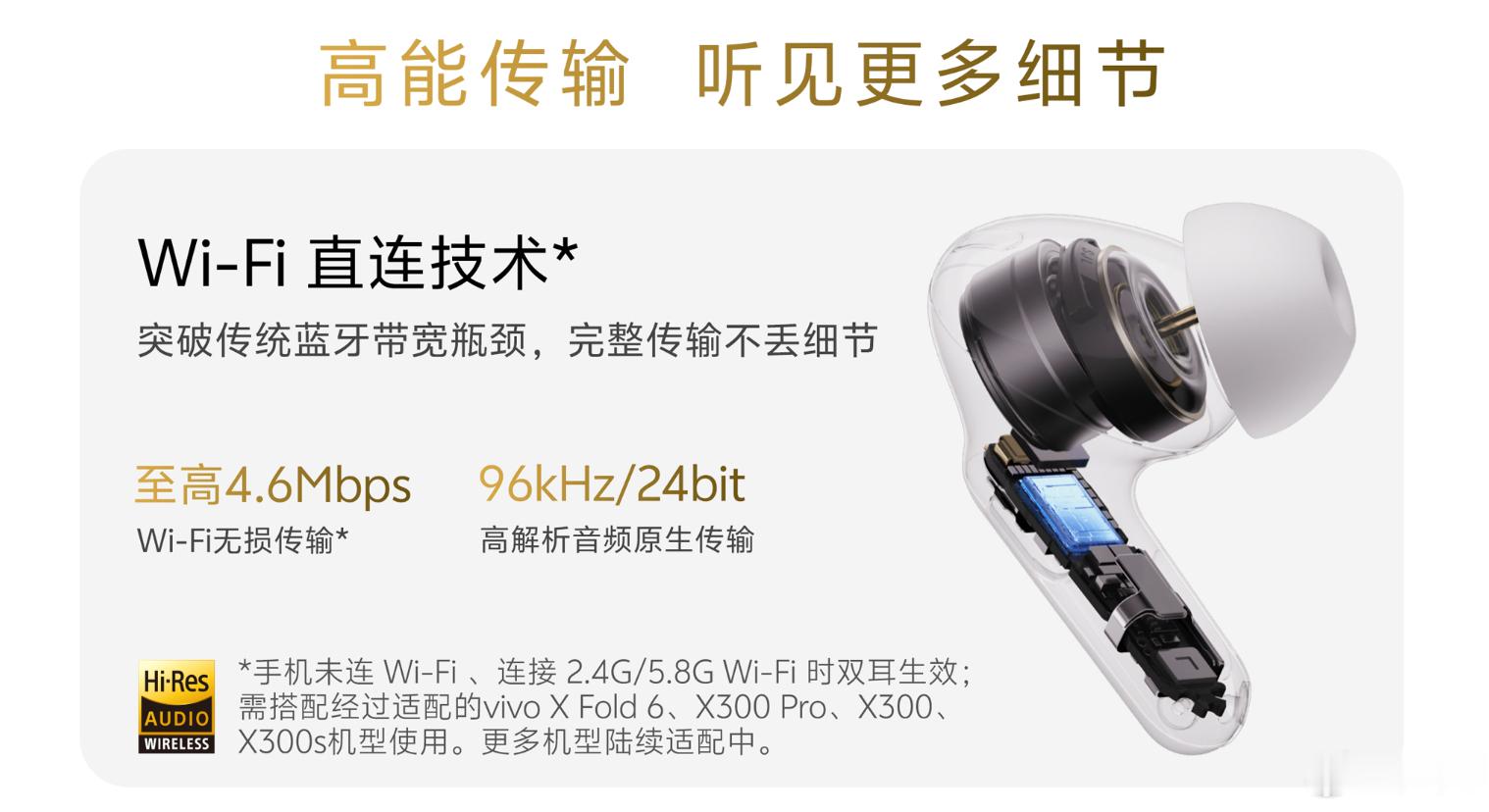 vivo TWS5 Pro这个Wi-Fi直连有点意思，目前只适配了X Fold6
