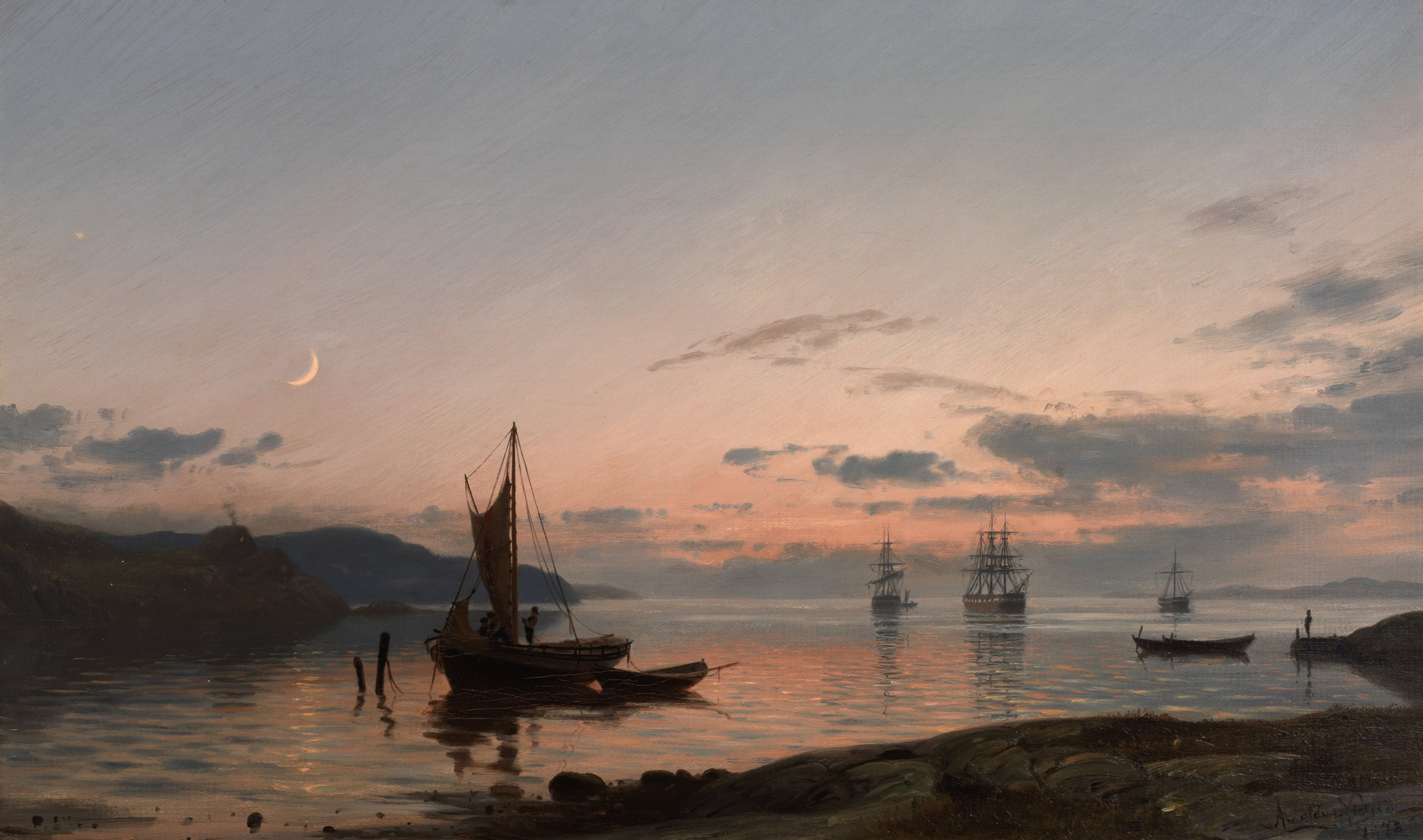 傍晚，挪威画家Amaldus Nielsen 