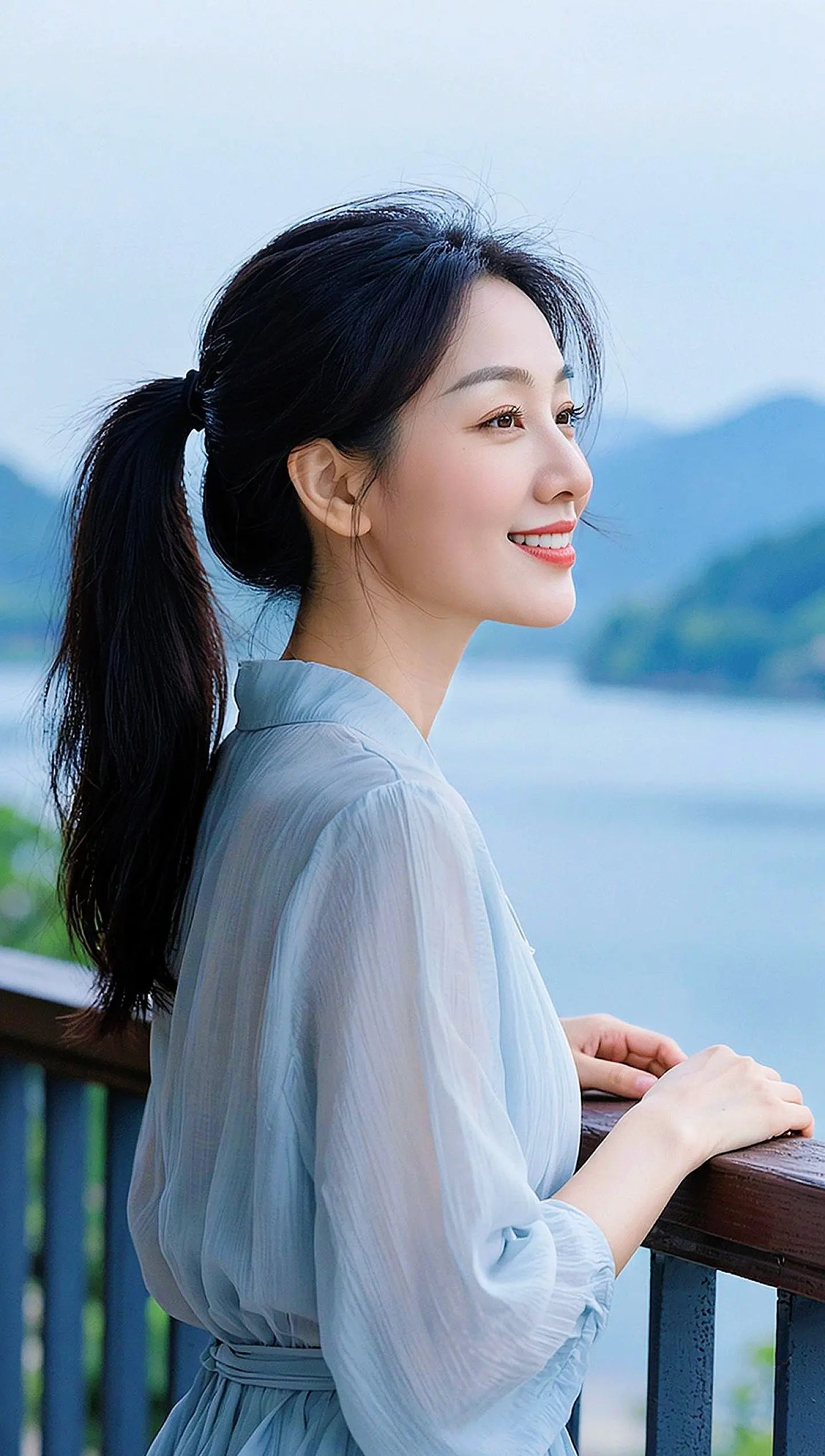 湖畔氛围感自拍