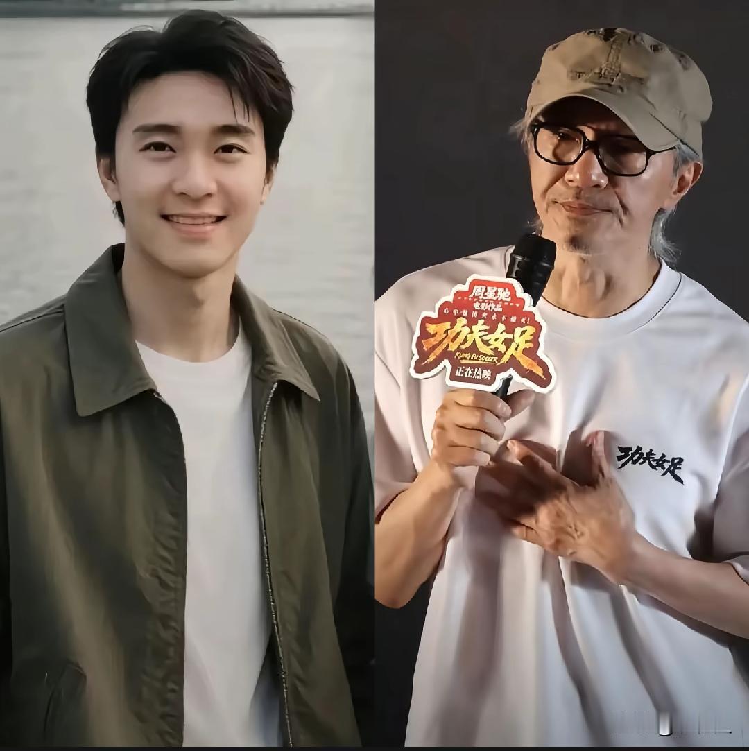 年轻时的周星驰，曾经也是帅哥一枚。岁月是一把杀猪刀，现在已经变得白发苍苍。