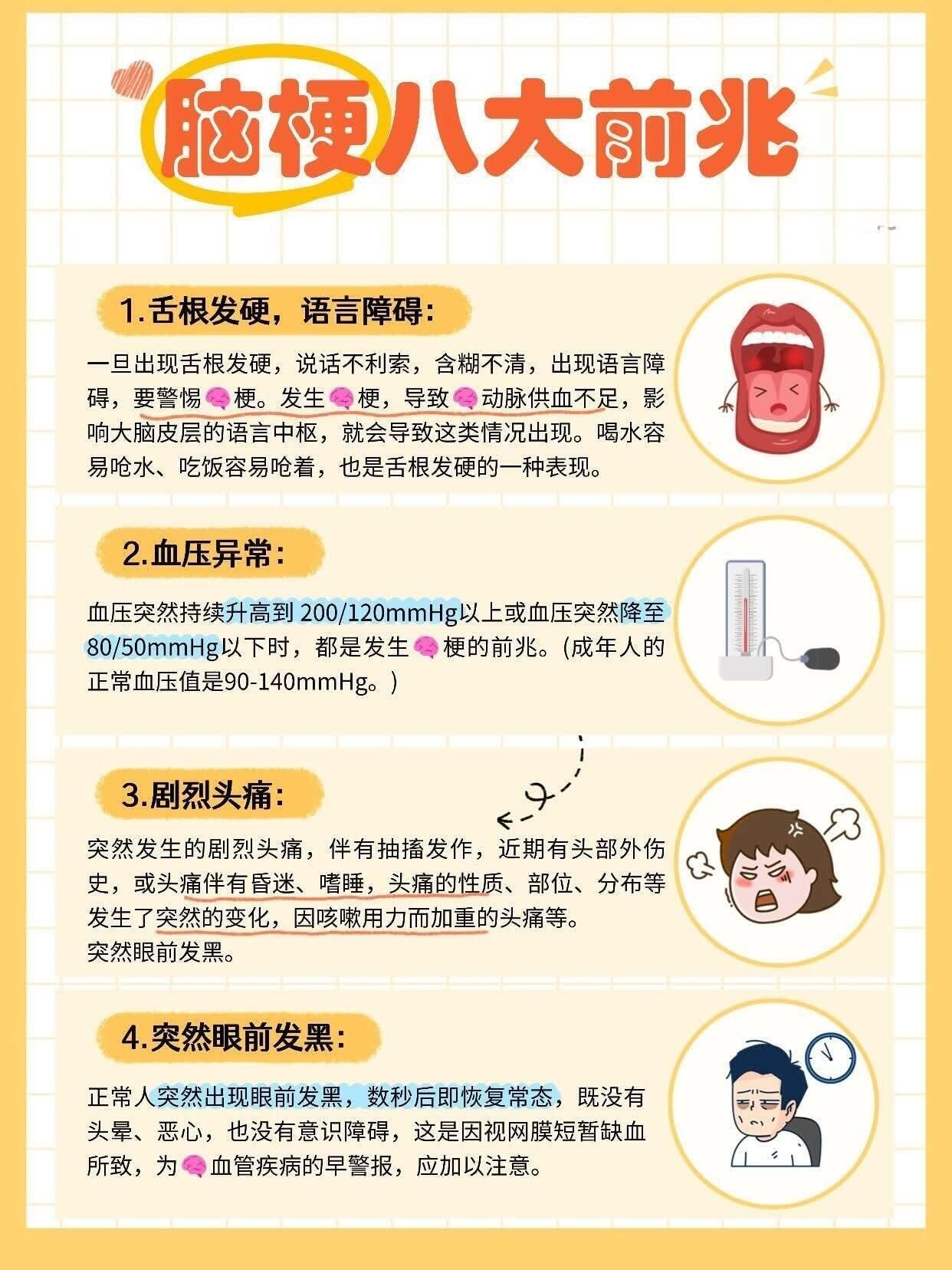 平均睡眠7小时却3年出现2次脑梗 脑梗发作前常有前兆。突发眩晕、单侧肢体麻木、视