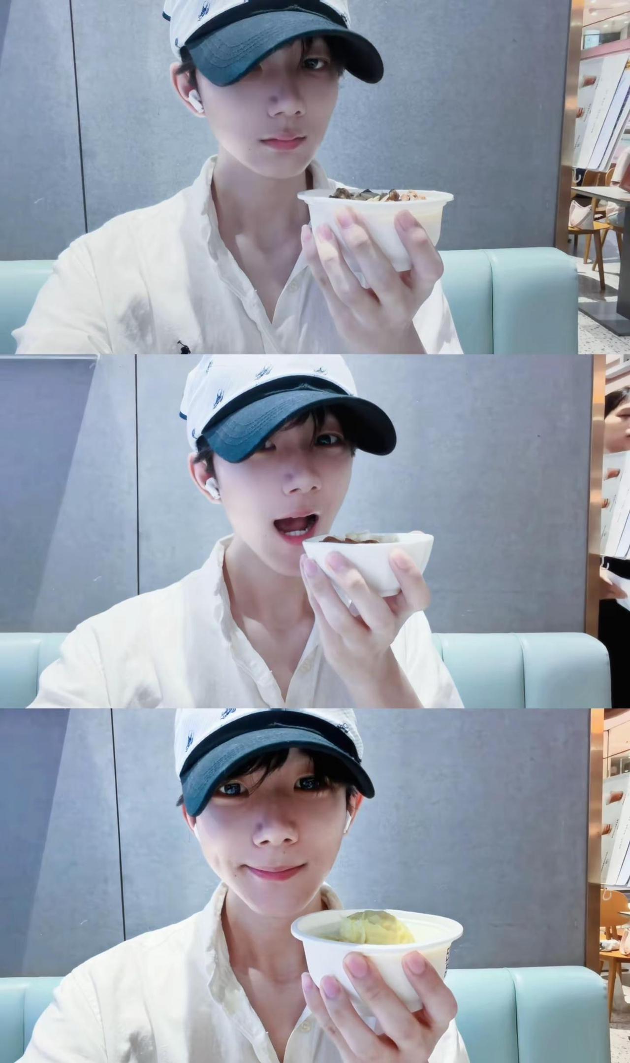 一个人…男明星进食 慵懒松弛感