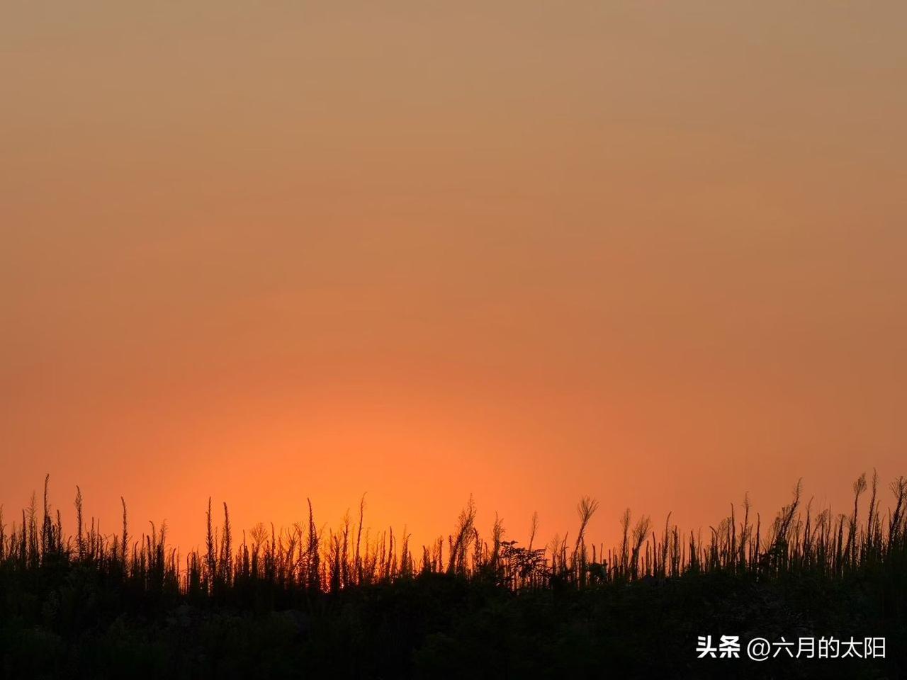 夕阳西下，红霞一片落满天，落日余晖美不胜收