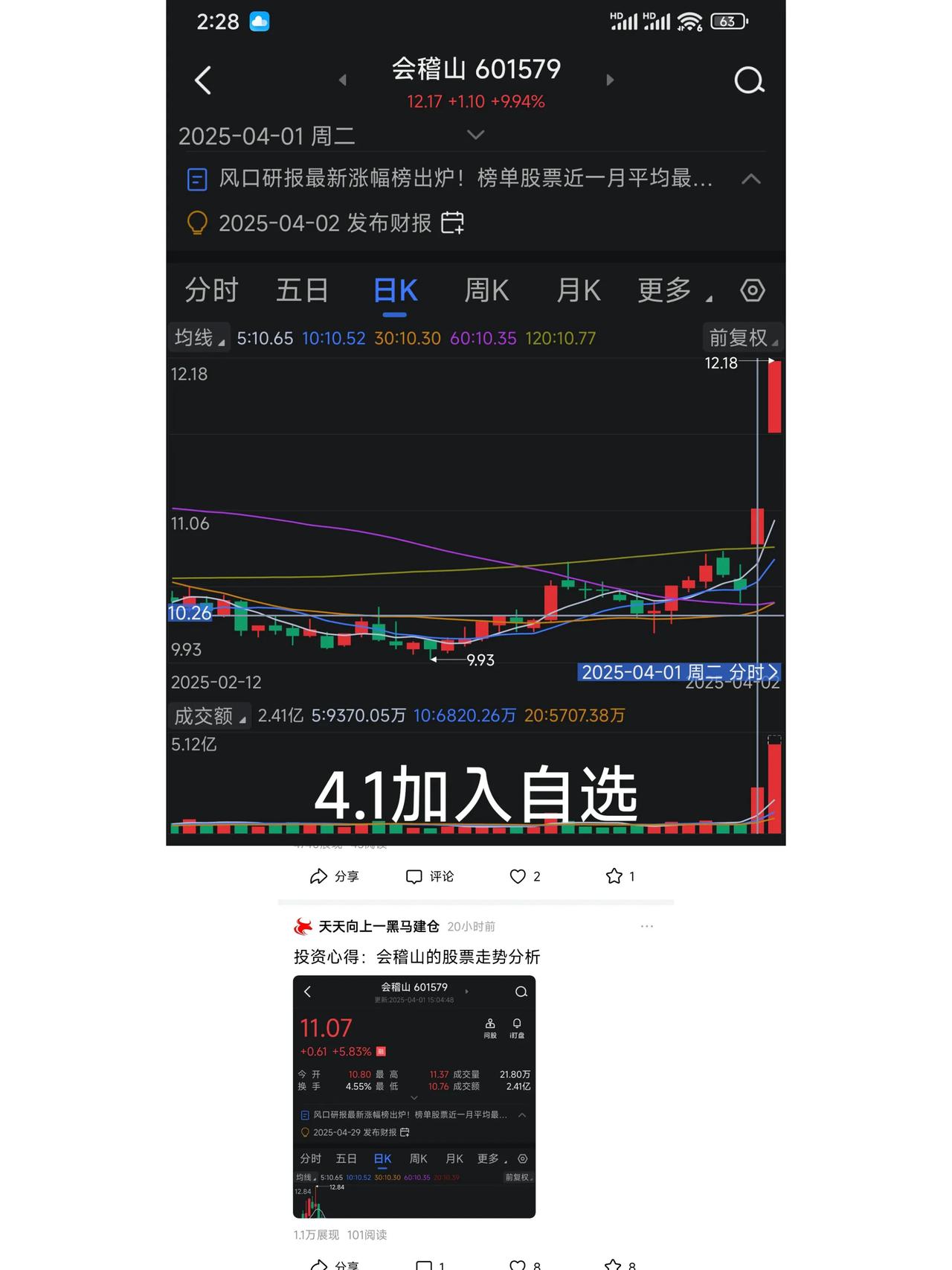 会稽山强势反弹，投资机会来了！