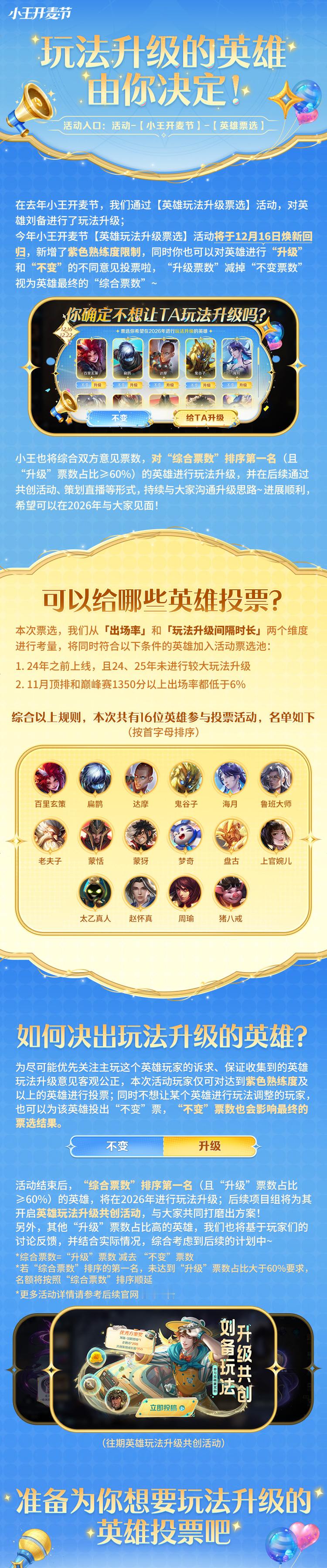 开麦定版本！小王开麦节×王者2025英雄玩法升级票选火热启幕～ 是让刘备摆脱手短