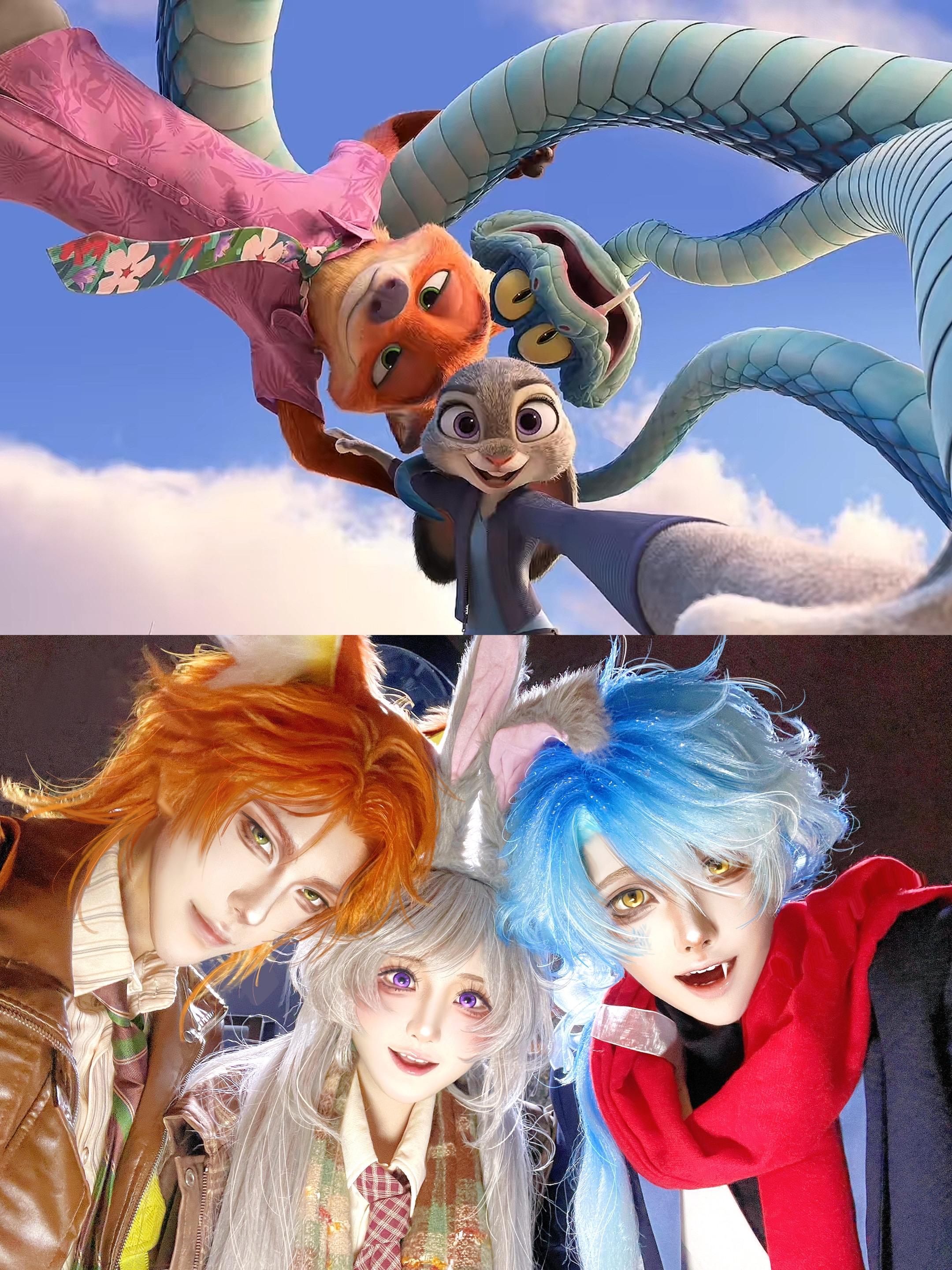 和疯狂动物城学拍照嘿嘿📷。真的是特别好的三个宝宝😭😭