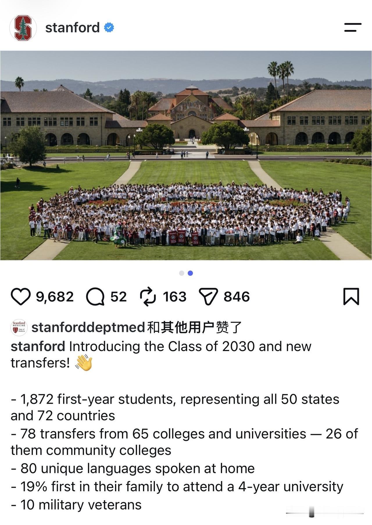 🇺🇸史坦福大學介紹 2030屆畢業生和新轉學生！
- 1,872 名一年級學