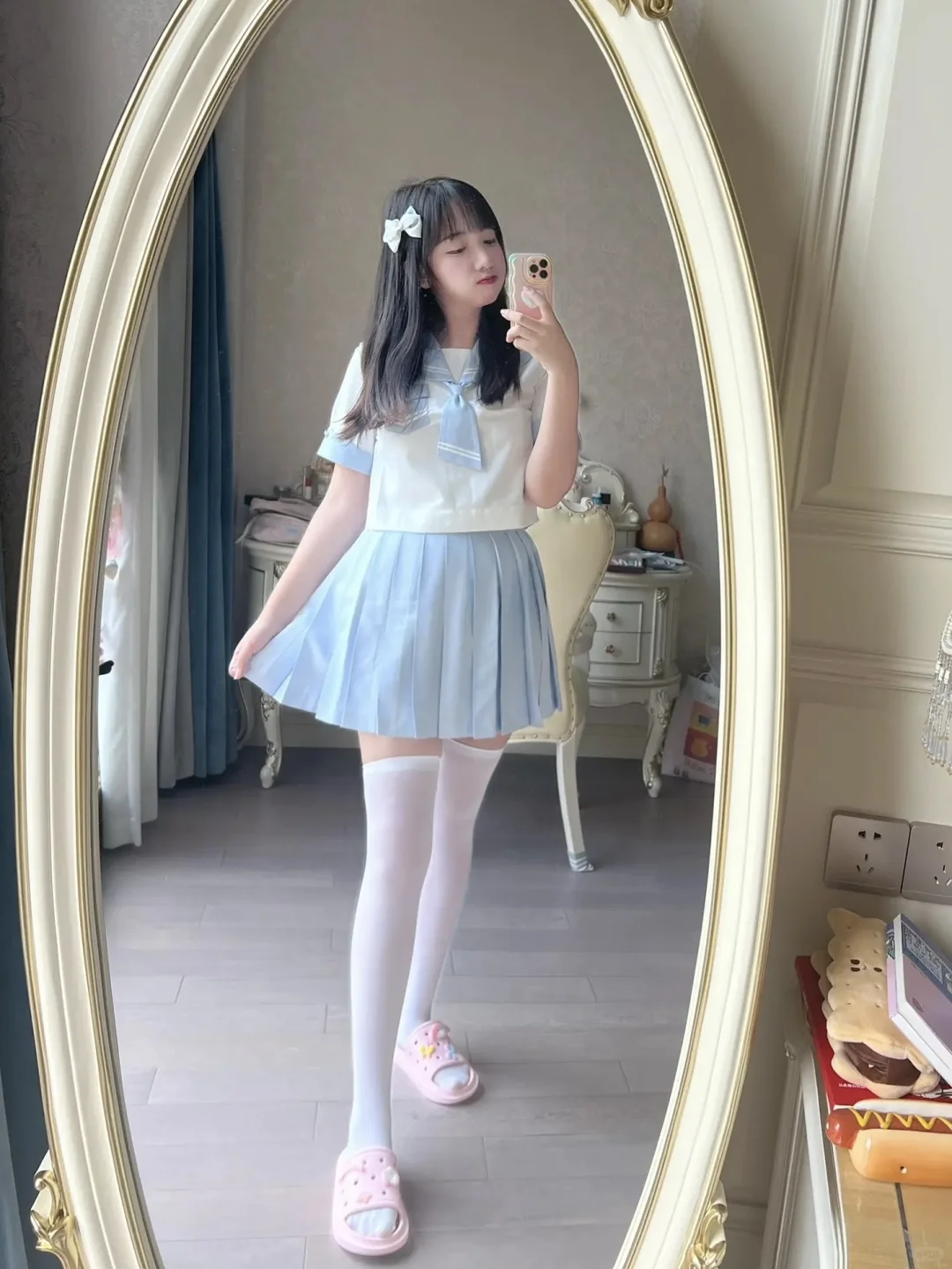 水手服对镜拍就会炒鸡甜鸭！⁽⁽ ♡ˊᵕˋ♡ ⁾⁾