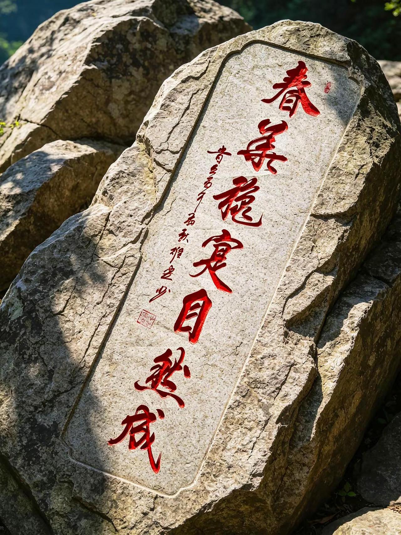 维安原创书法作品。AI石雕红字风