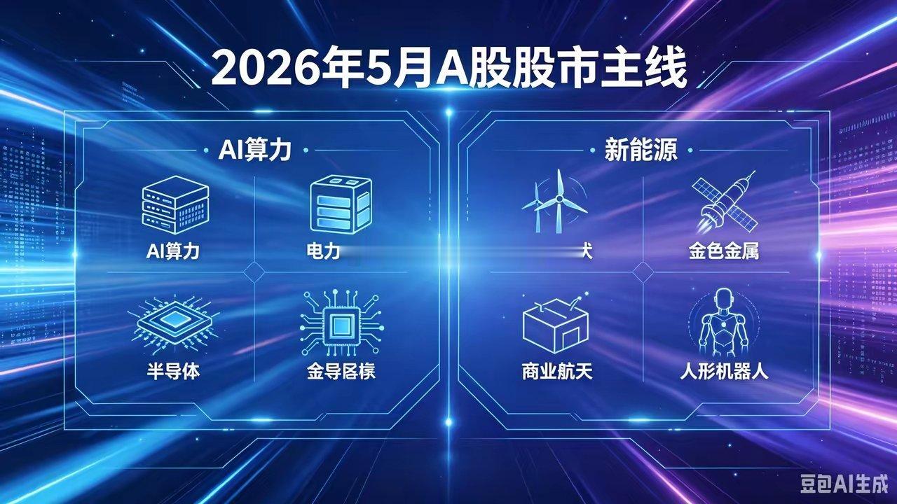 2026年5月A股主线：算电为王、科技领涨、周期共振5月A股将延续震荡上行、结构