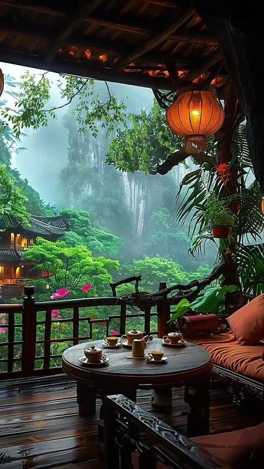 美图欣赏——一杯茶与山峦细雨