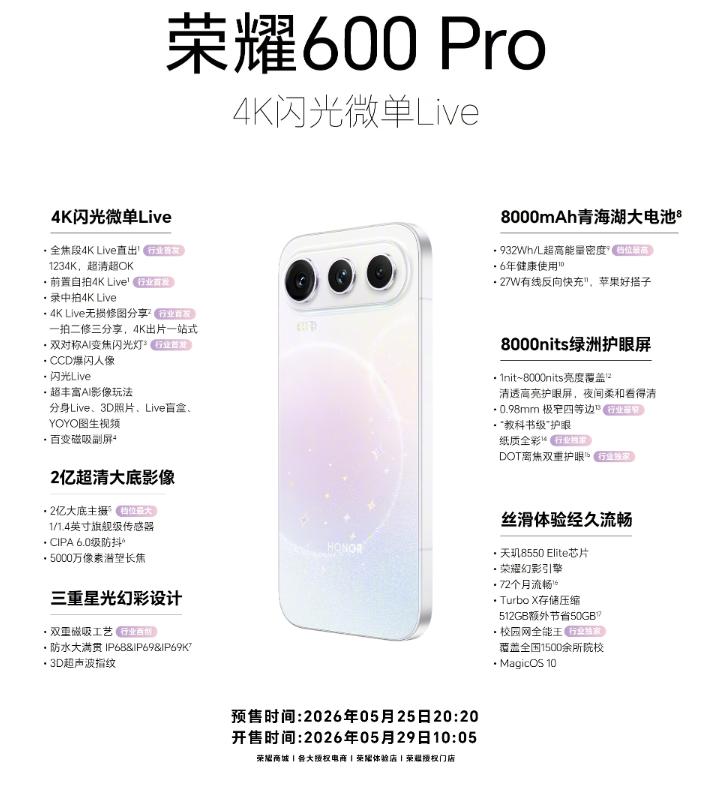 荣耀600系列的价格还是不错的，尤其是全焦段4K Live，体验非常不错，目前在