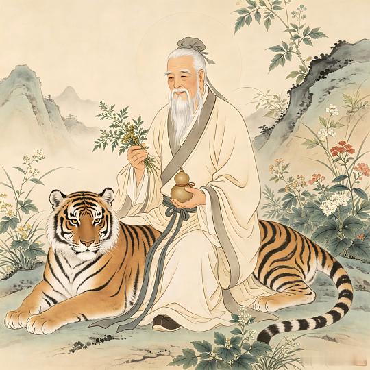 药王在上，见者皆吉。长辈旧疾渐安，步履轻健；晚辈体魄强健，茁壮成长；在外奔波者出
