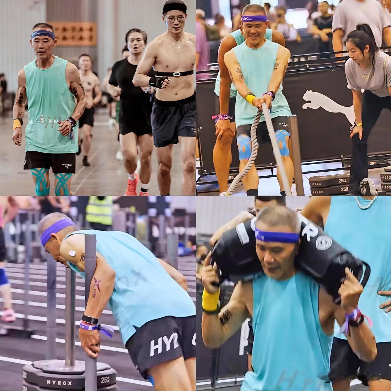 75岁的王石，又在成都的“体能绞肉机”赛场上戴上了“痛苦面具”。

推着百公斤重