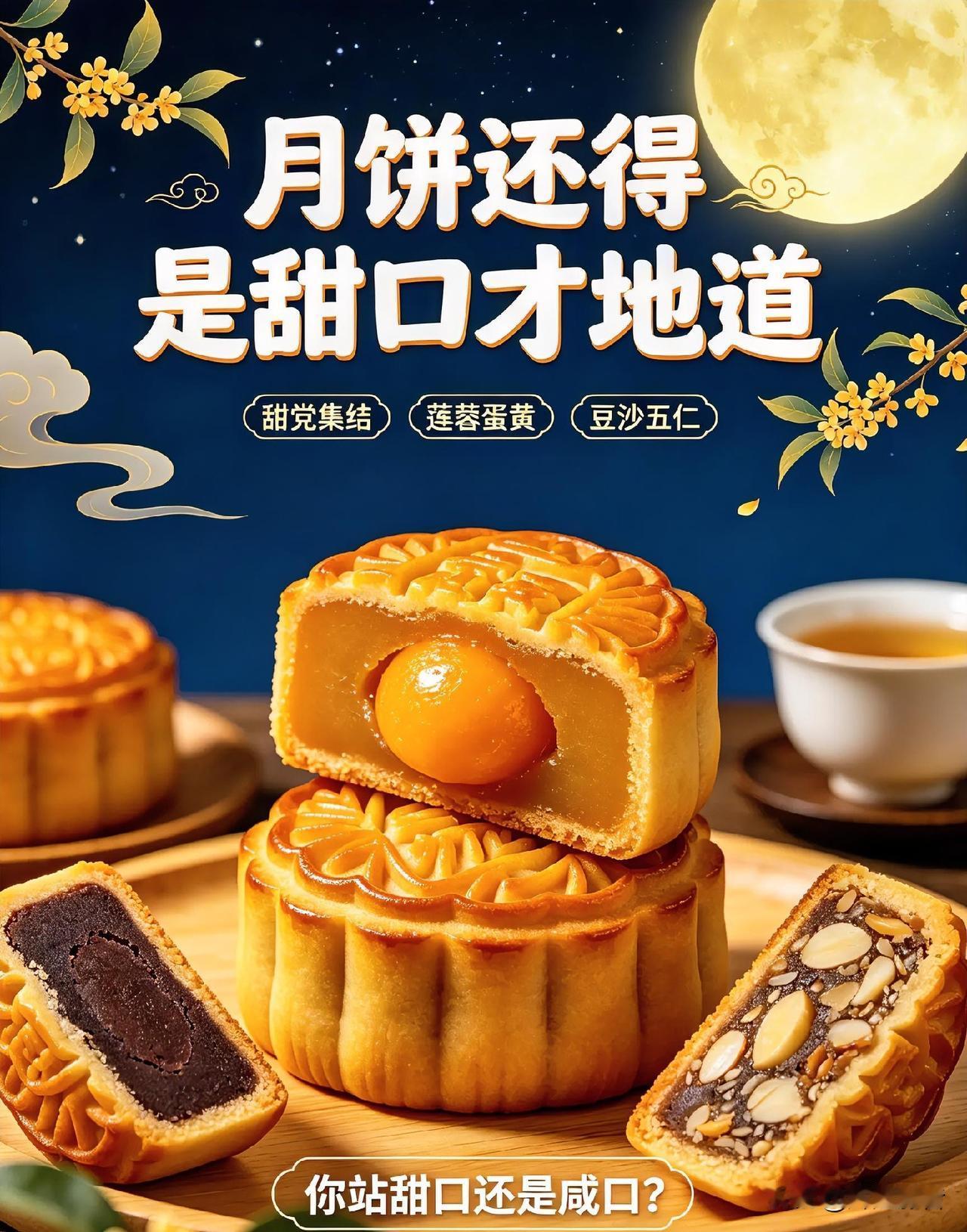 🌕🥧谁懂啊！月饼还得是甜口才地道💬甜咸之争你偏向谁？

一年一度中秋甜咸月