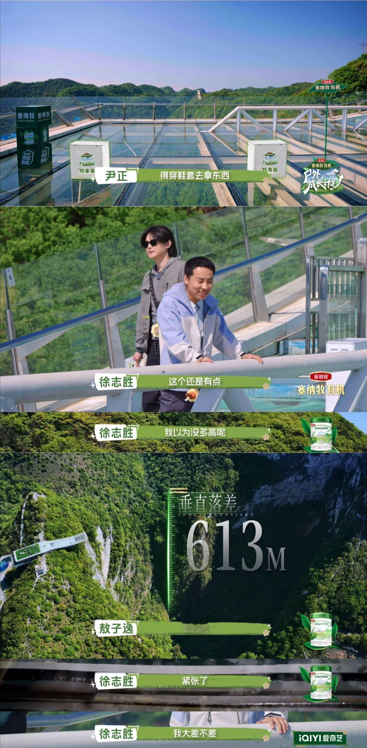 尹正徐志胜人老了干什么都心酸高空613米玻璃栈道戳中两人恐高软肋，徐志胜嘴上逞强