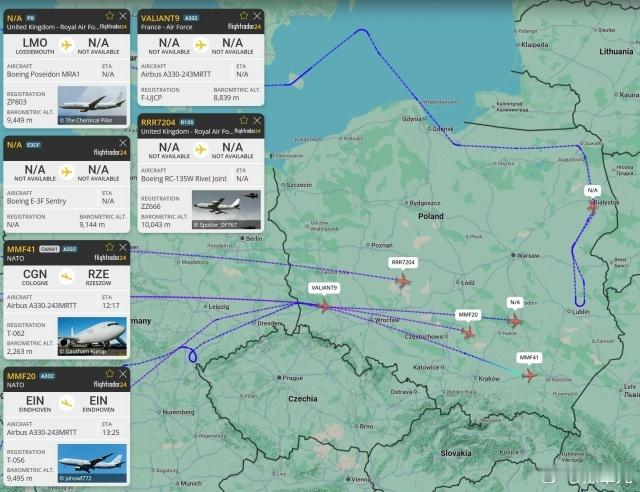 昨天，北约航空在白俄罗斯和俄罗斯联邦边境附近出现了异常活动。英国波音波音波塞冬M