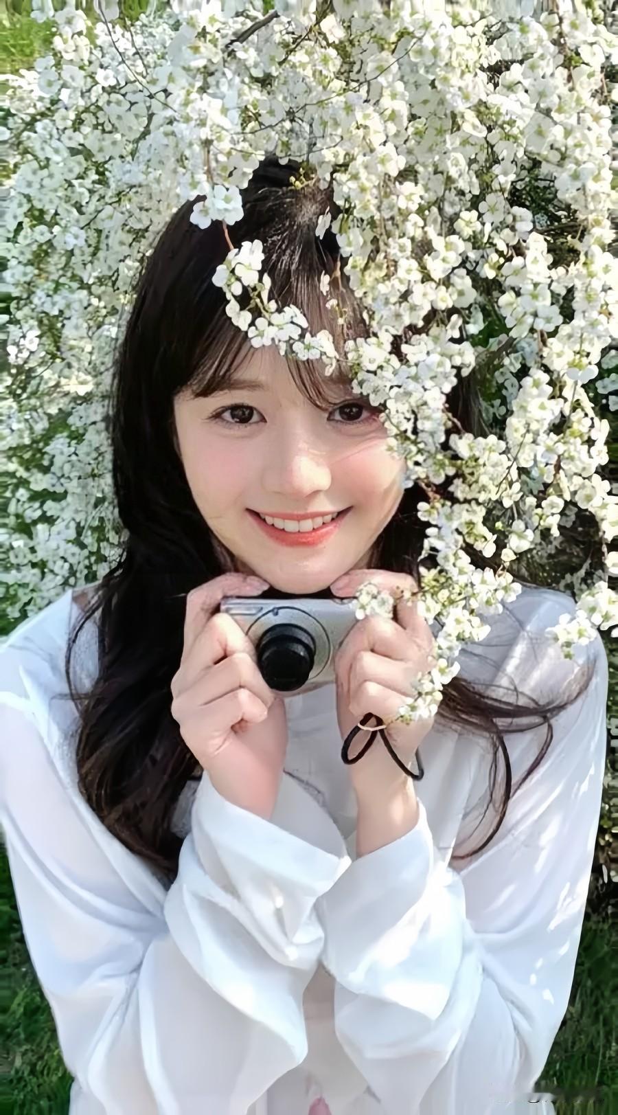 樱花树下的小仙女，用相机记录美好瞬间🌸📸手机随手拍 记录美好点滴 用一张图片