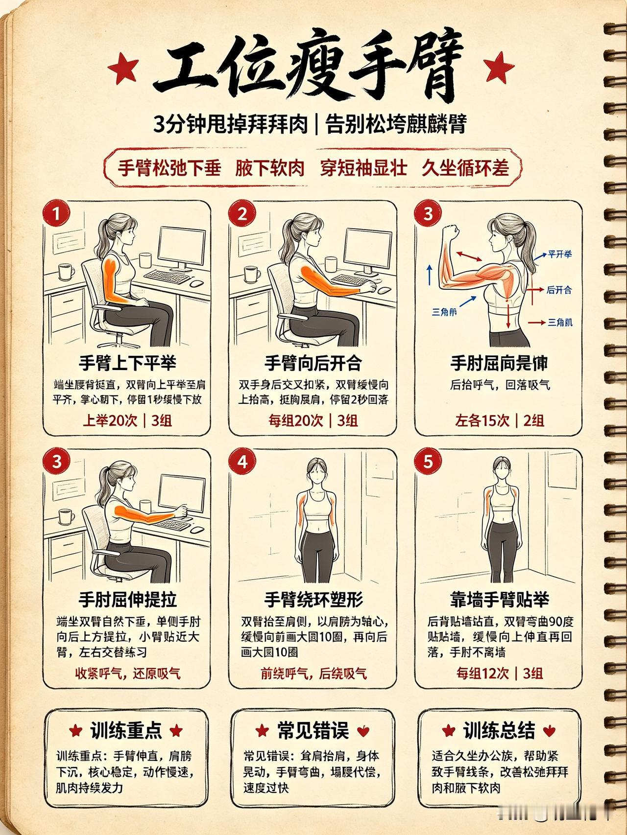 工位瘦手臂❗️3分钟甩掉拜拜肉｜告别松垮麒麟臂

有没有久坐的打工人！
明明身材