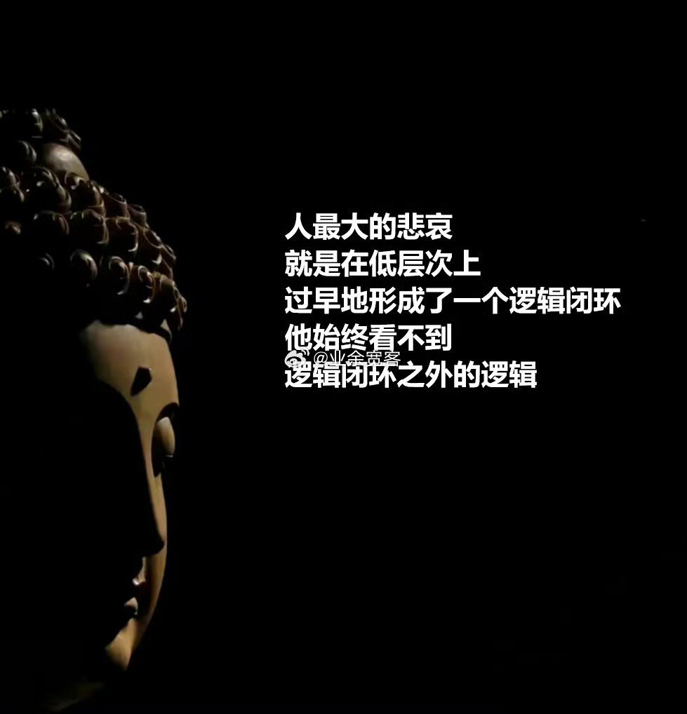 人最大的悲哀，就是在低层次上过早地形成了一个逻辑闭环。 