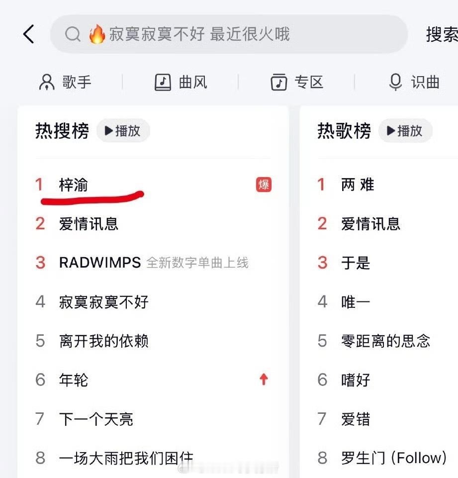 梓渝新歌网易云热搜爆了，看来今天的事没有影响到事业[思考] ​​​