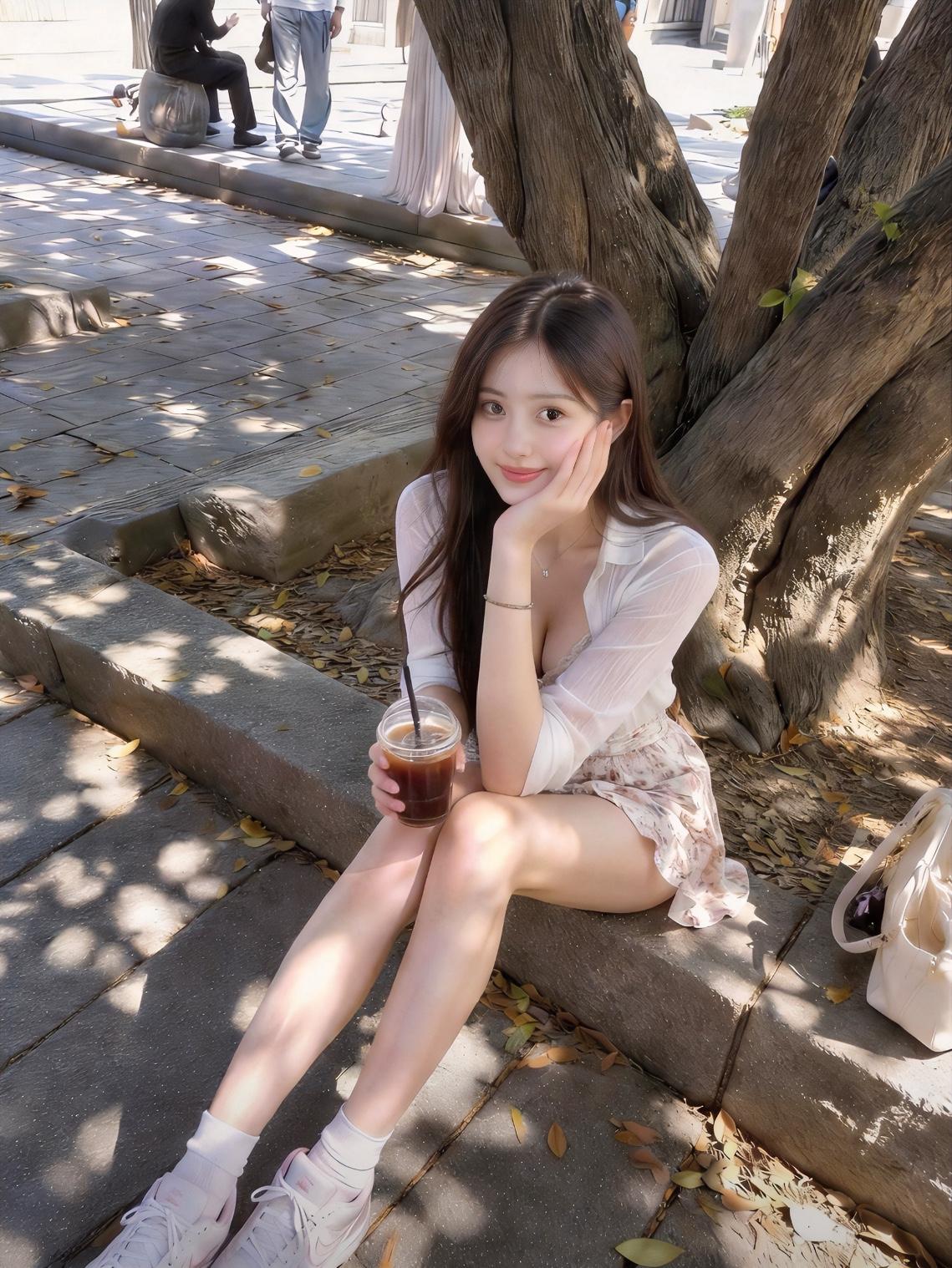 别被这种“街边随手拍”骗了。

树荫、冰美式、碎花短裙，阳光落下来的光影，看着就