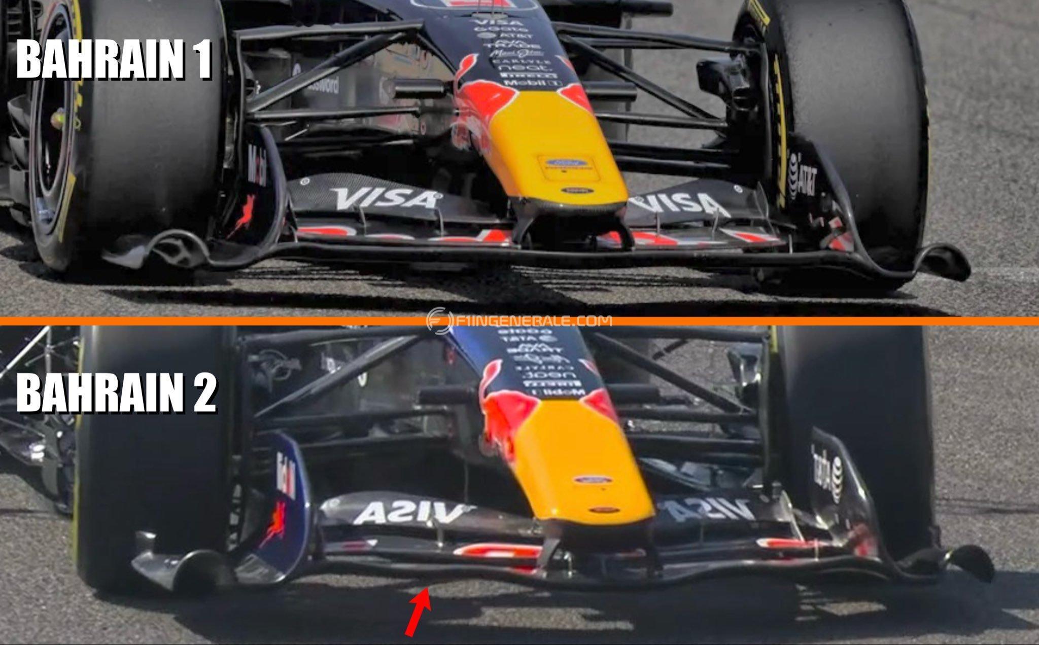 红牛RB22新前翼，主板接近鼻锥位置有所抬高，端板外侧加了一块竖直小翼片f120