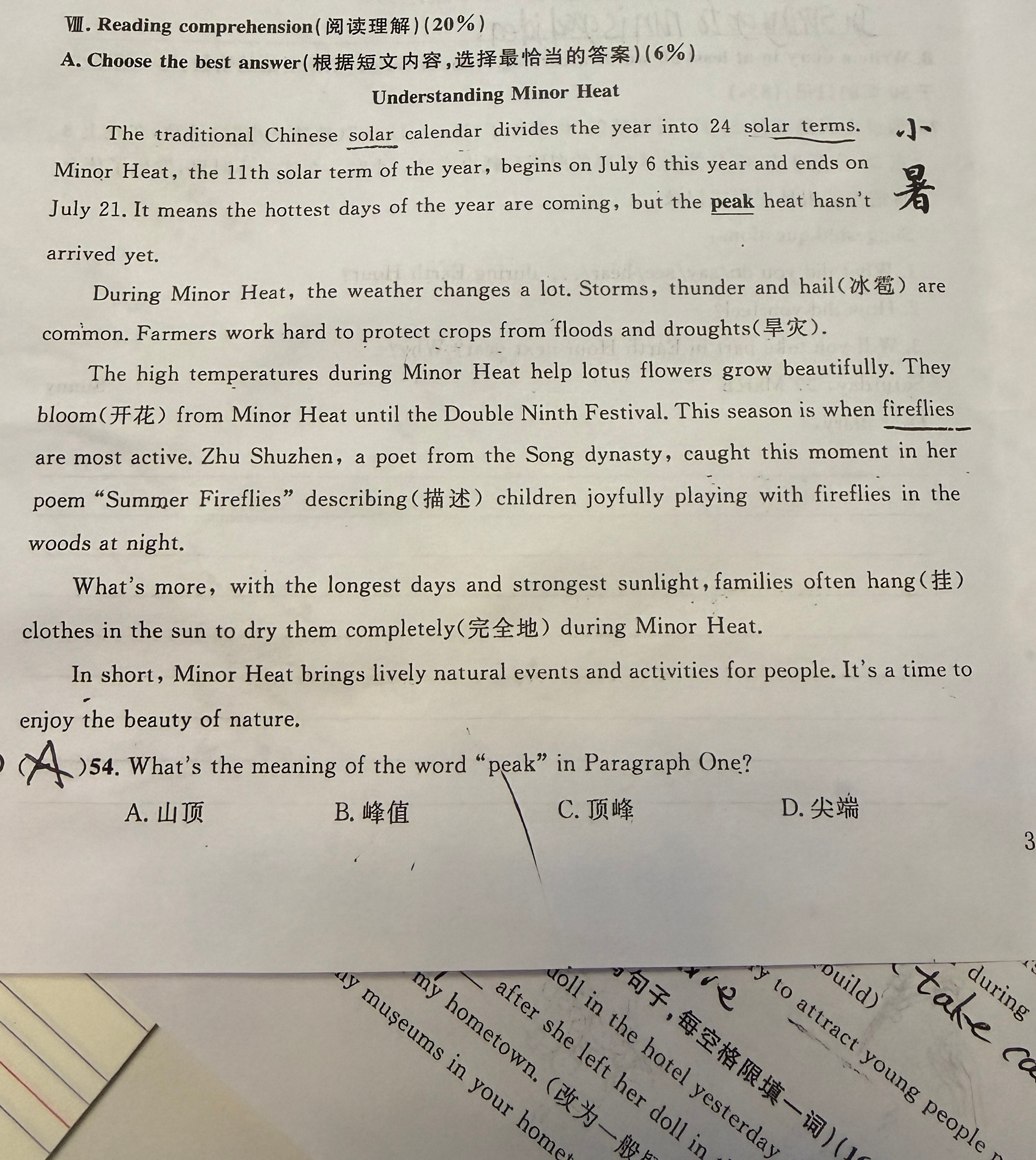 暑假作业惊现二十四节气