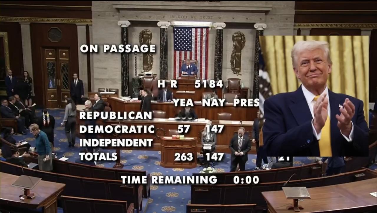 美国众议院刚刚以263-147票通过了一项法案，将特朗普总统旨在降低住房成本的行