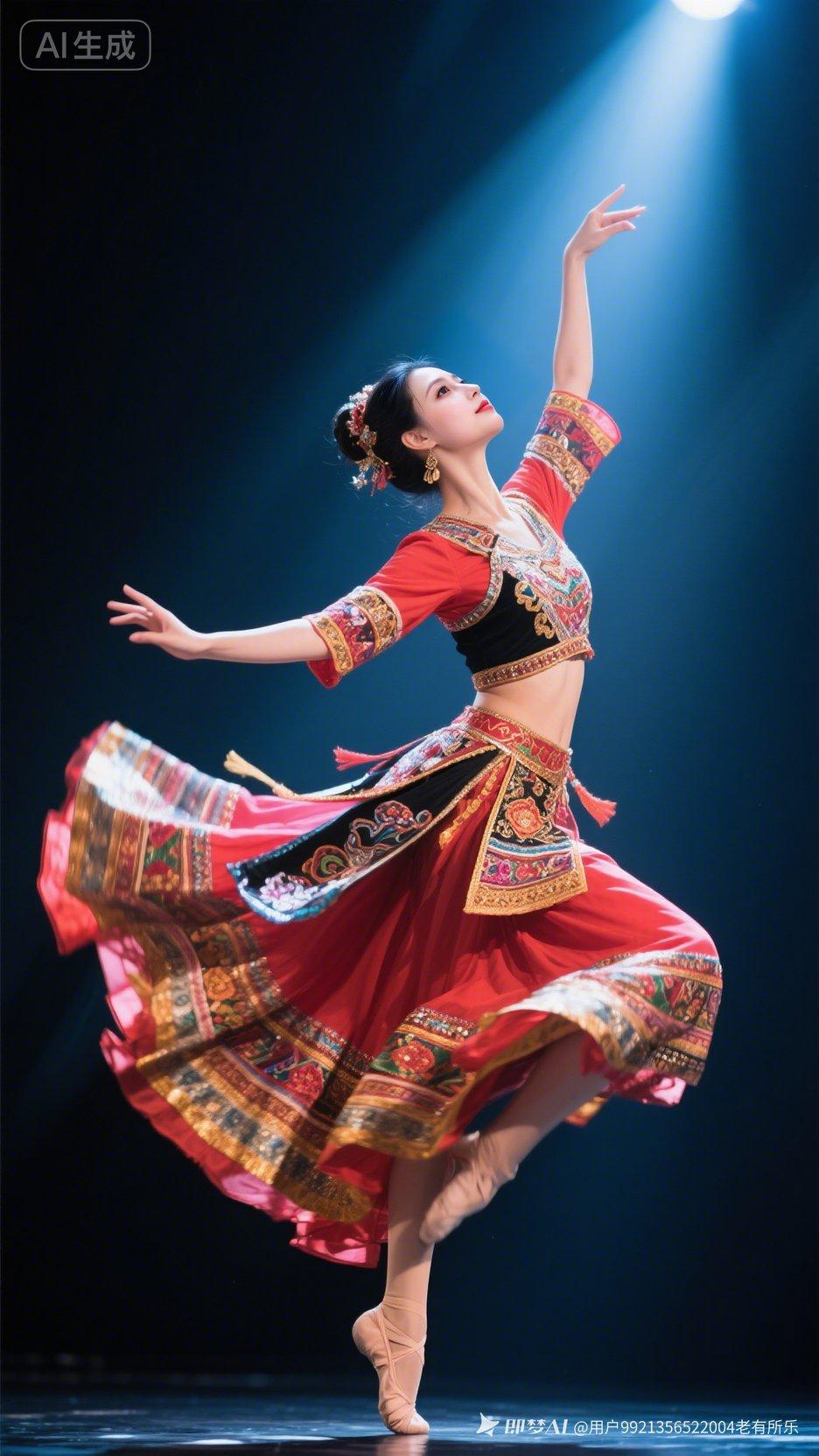 惊艳的舞台表演，舞者的优雅姿态和华丽的服装让人陶醉！🌟✨