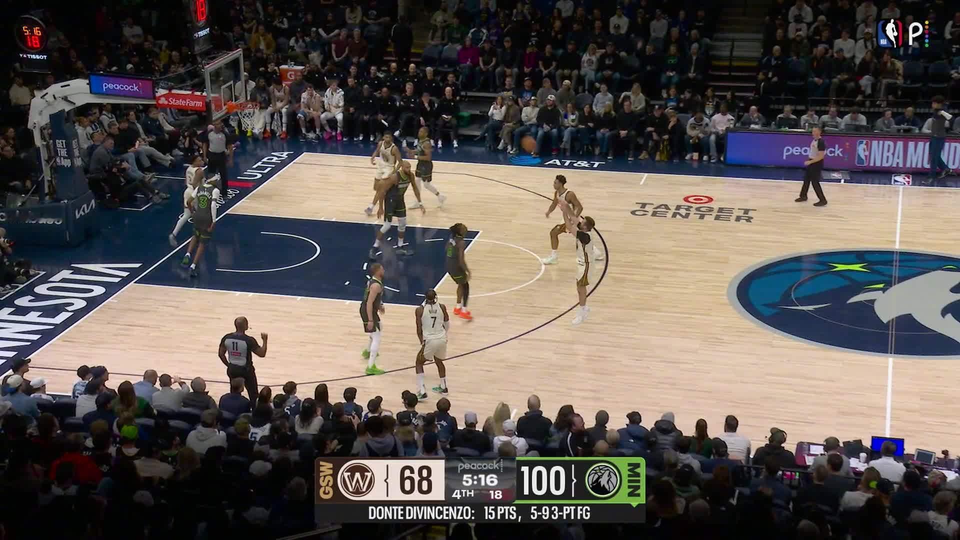 斯宾塞连进三分🎯🎯勇士vs森林狼