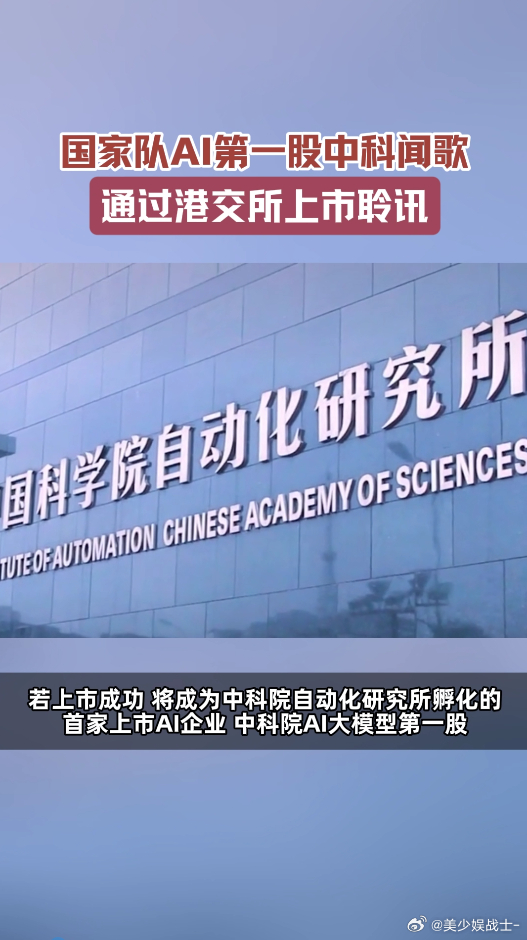 国家队AI第一股通过上市聆讯中科院AI第一股通过上市聆讯中科闻歌顺利通过港交所聆