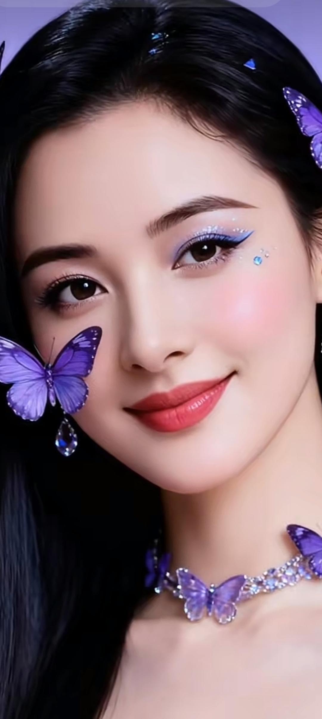 梦幻紫蝴蝶妆容，甜美可人，快来get同款！🦋💄💖